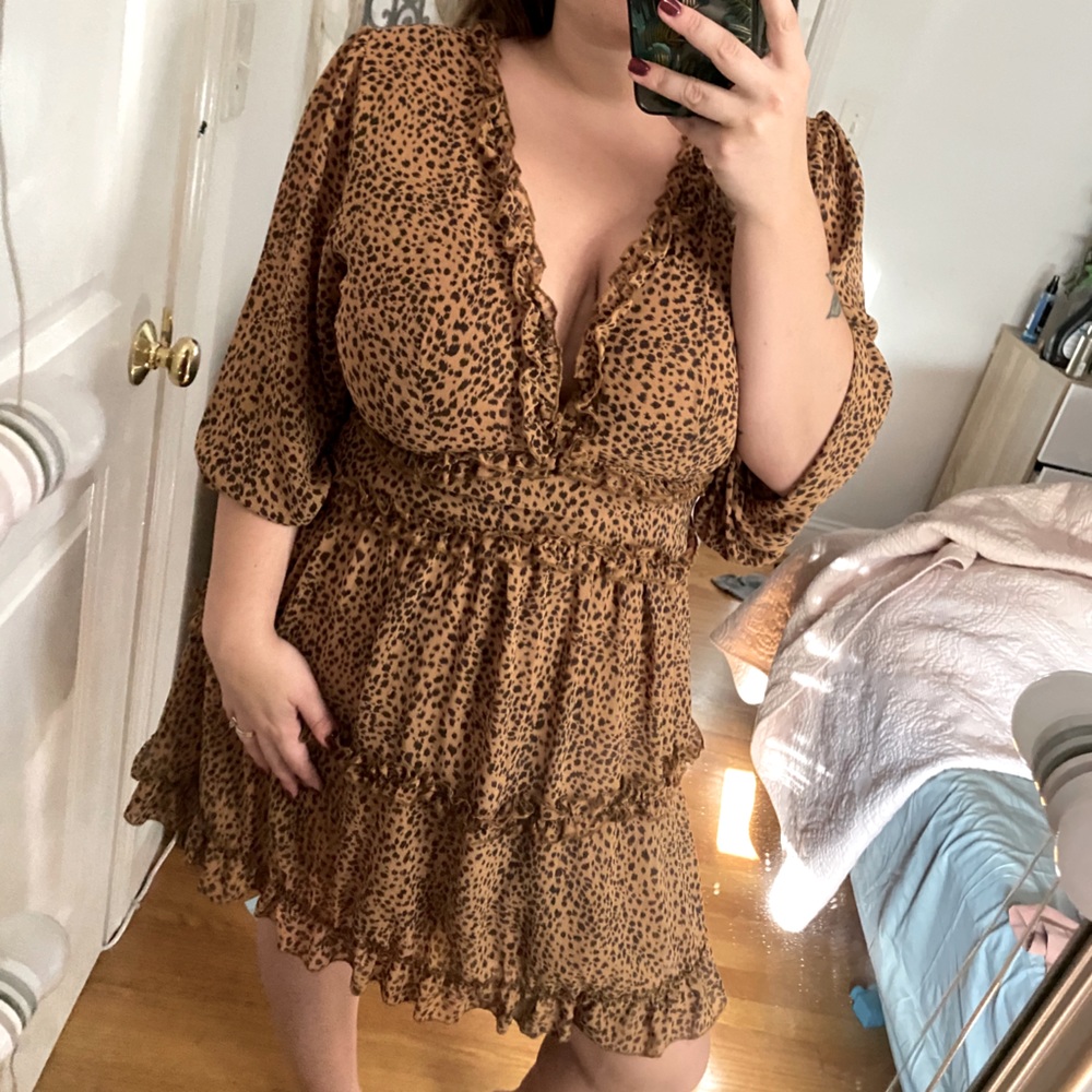 Printed flowy ruffle dress, boho dress